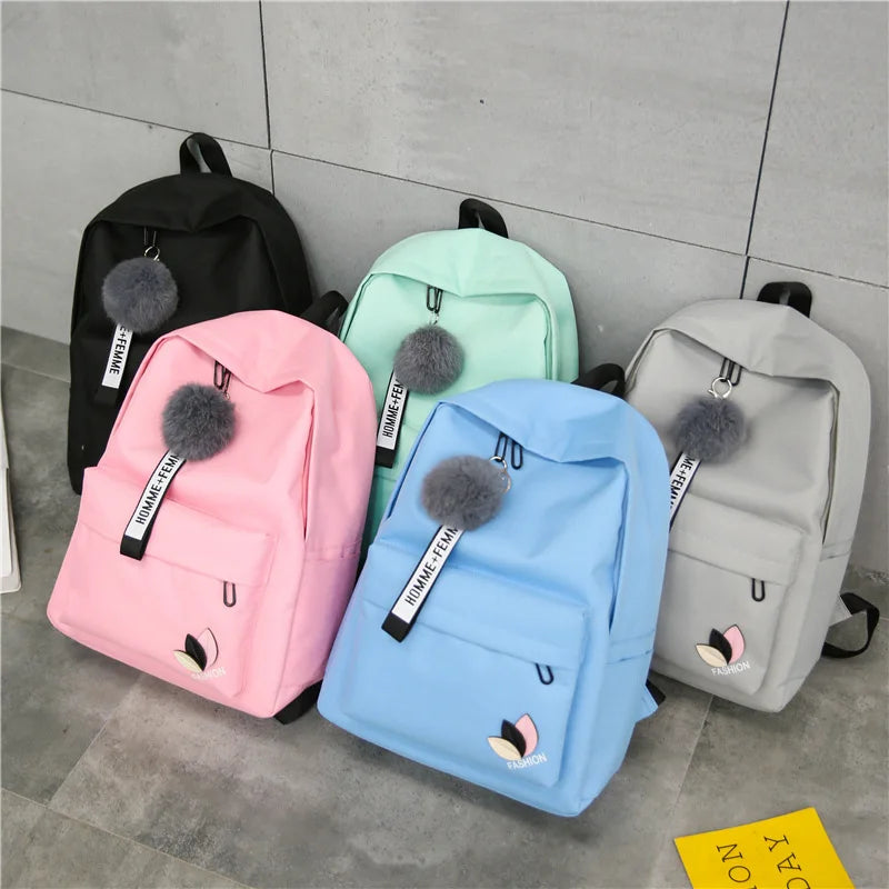 Nylon Printing Solid backpack girl school bags for teenage College wind Women Sc