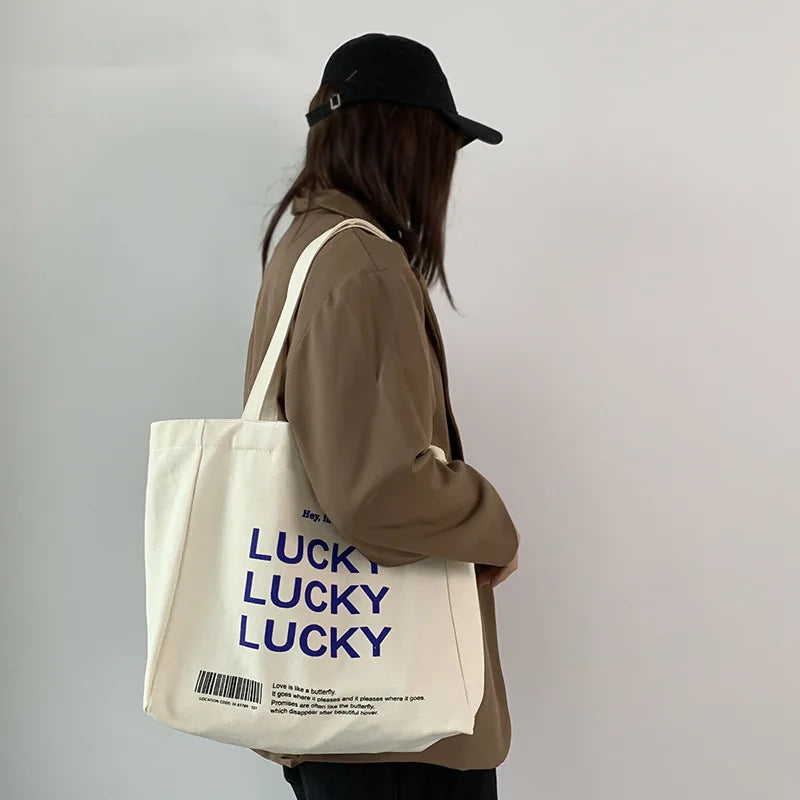 Retro Ins Letter Canvas Bag Men's and Women's Shoulder Bag
