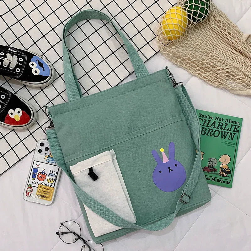 Canvas Shoulder Bag for Students Large Capacity Handbag