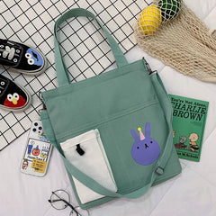 Canvas Shoulder Bag for Students Large Capacity Handbag
