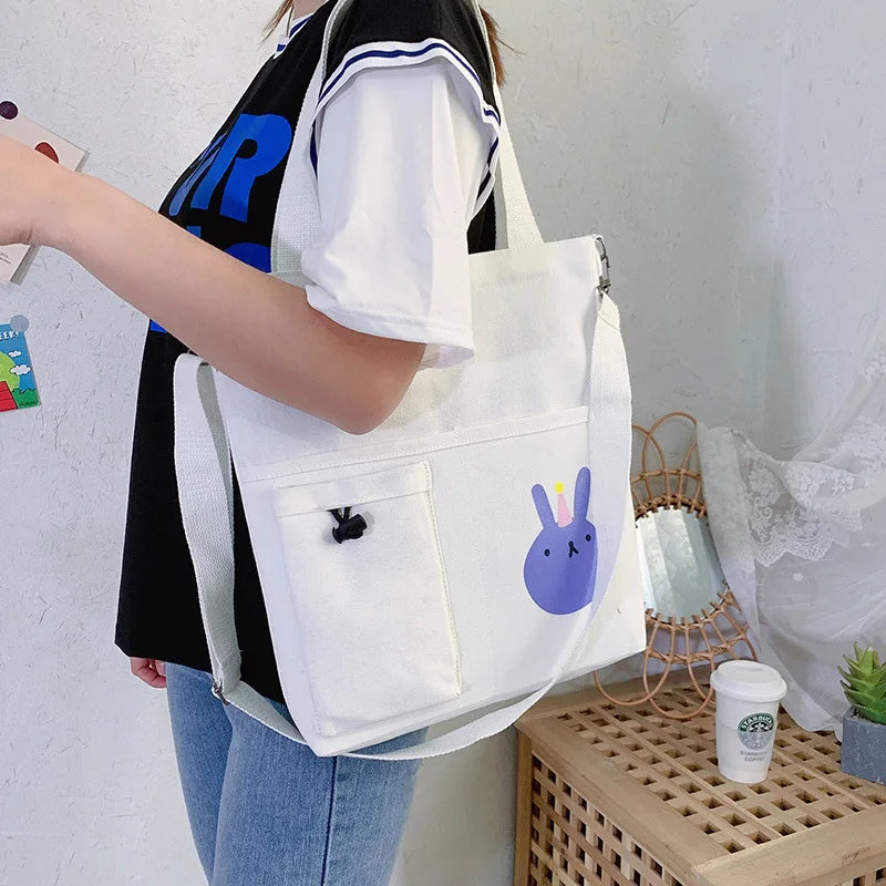 Canvas Shoulder Bag for Students Large Capacity Handbag