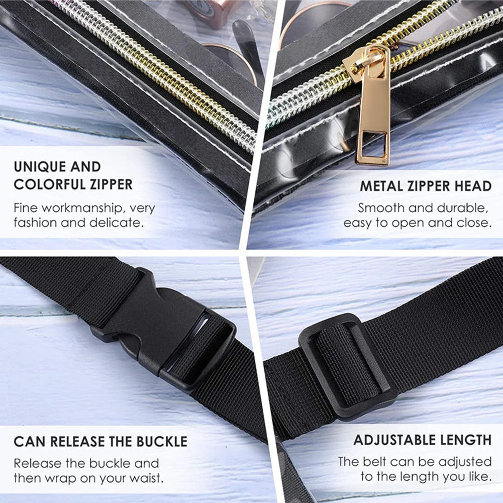 Ladies PVC Waist Bag Beach Belt Summer Transparent Jelly High Casual Waist Bag