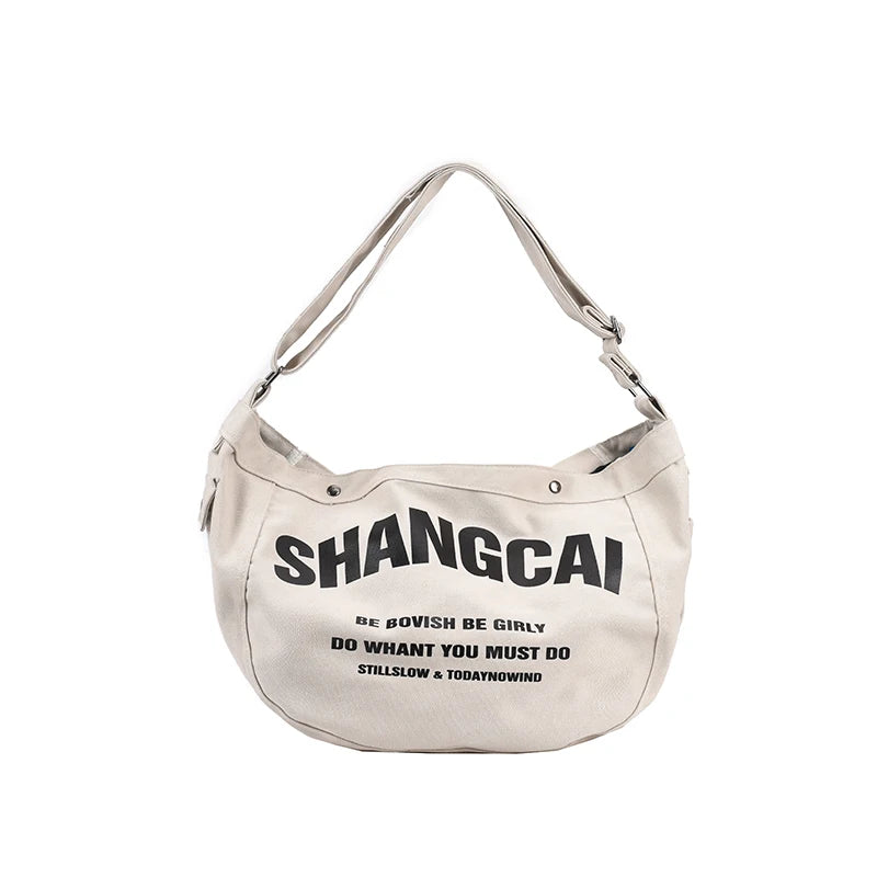 Large Capacity Canvas Crossbody Bag For Ladies Vintage Handbag