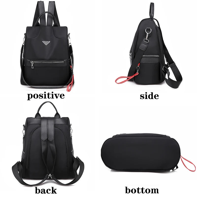 Vintage High Leather Backpack Women's School Bag