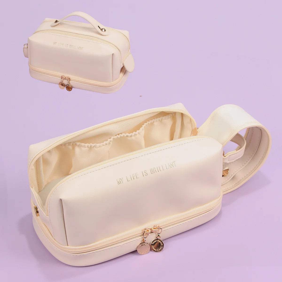 Large Capacity Travel Cosmetic Bag Portable Makeup Brush Organizer