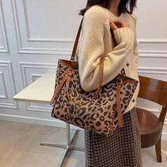 Leopard Printed Women Tote Shoulder Shopper Bags Purses and Handbags