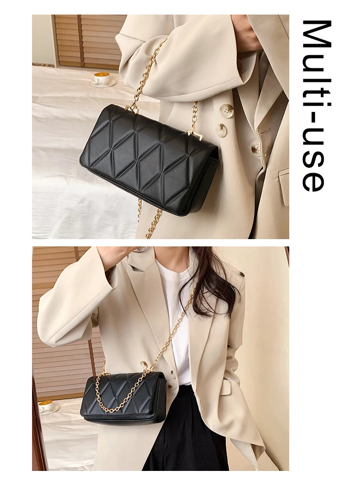 Women's Plaid Messenger Bag Small Handbag Casual Chain CrossBody