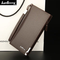 Leather Long Wallet Men's Clutch Bag Zipper Money Bag
