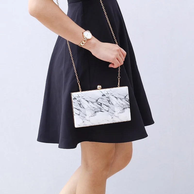 Marble Print Acrylic Bag Lady Single Room Messenger Bag