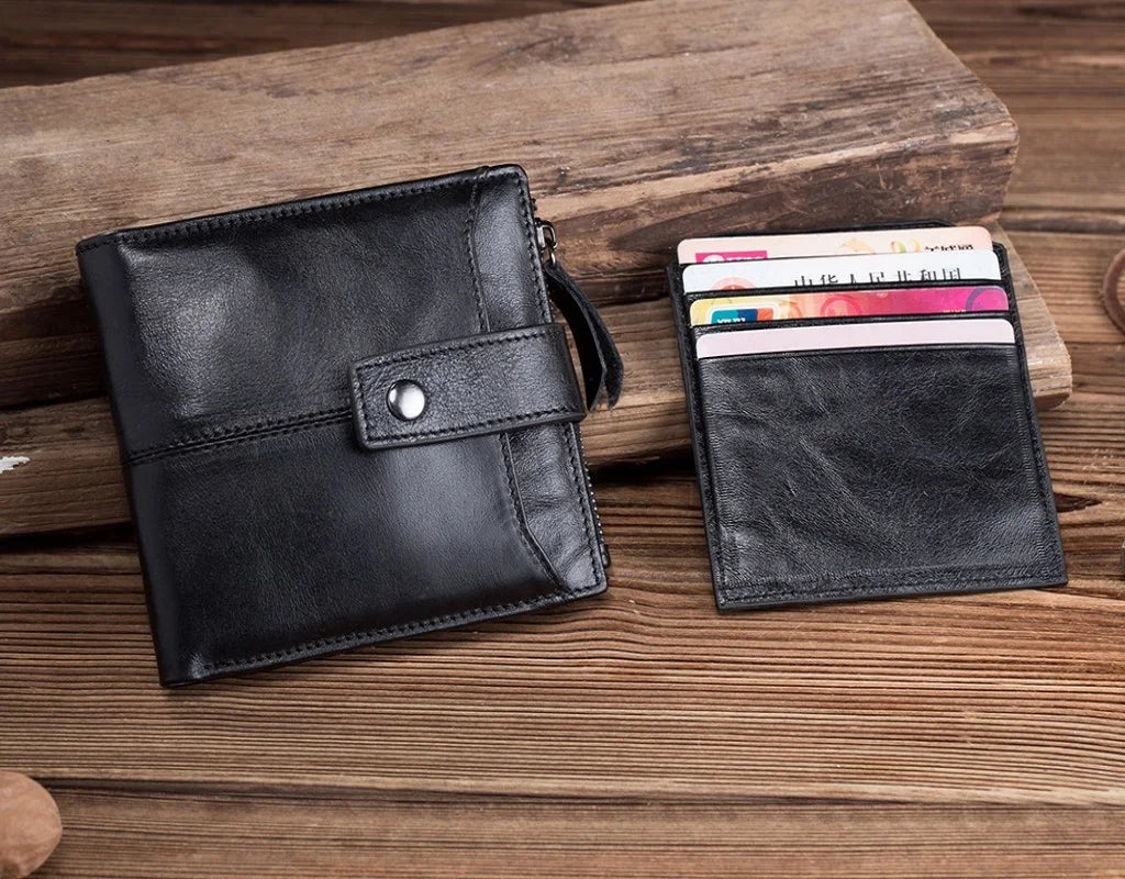 Men's Cow Leather Wallet Short Business Wallet For Man Casual Card Bag