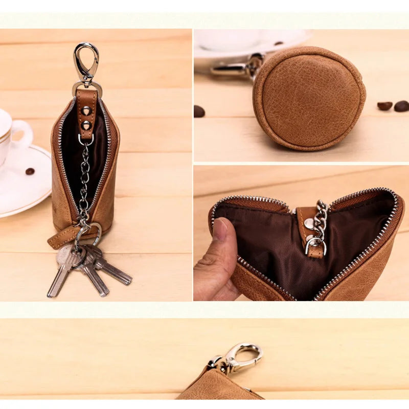 Key Wallet Organizer Case Holder Purse Cowhide Leather