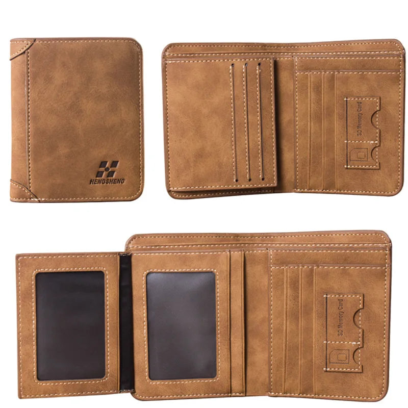 Men's Foldable Leather Wallet Small Money Purses