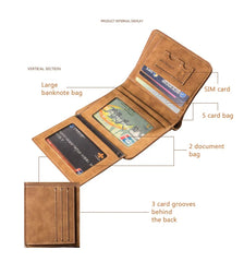 Men's Foldable Leather Wallet Small Money Purses