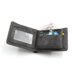 Men's Short Leather Wallet Retro Two Fold Thin Wallet