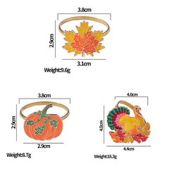 Metal Maple Leaf Pumpkin Turkey Napkin Rings Autumn Thanksgiving Decor