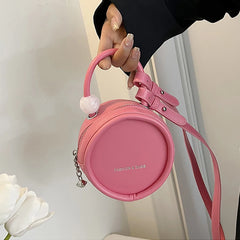 Mini Round PU Leather Crossbody Bags for Women Summer Small Shoulder Bag