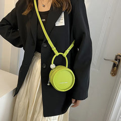 Mini Round PU Leather Crossbody Bags for Women Summer Small Shoulder Bag