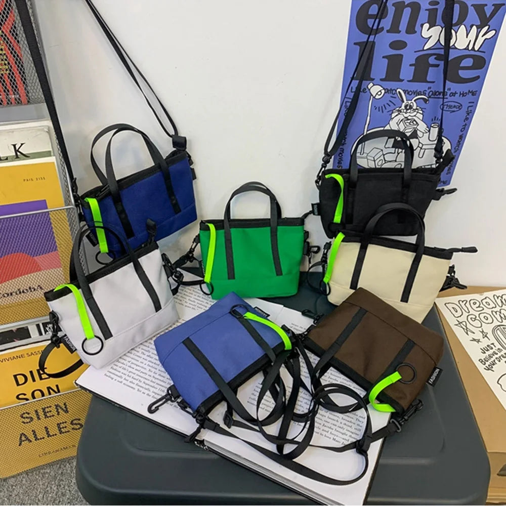 Reflective Strip Mini Shoulder Bag Unisex Chest Crossbody Tote Handbag