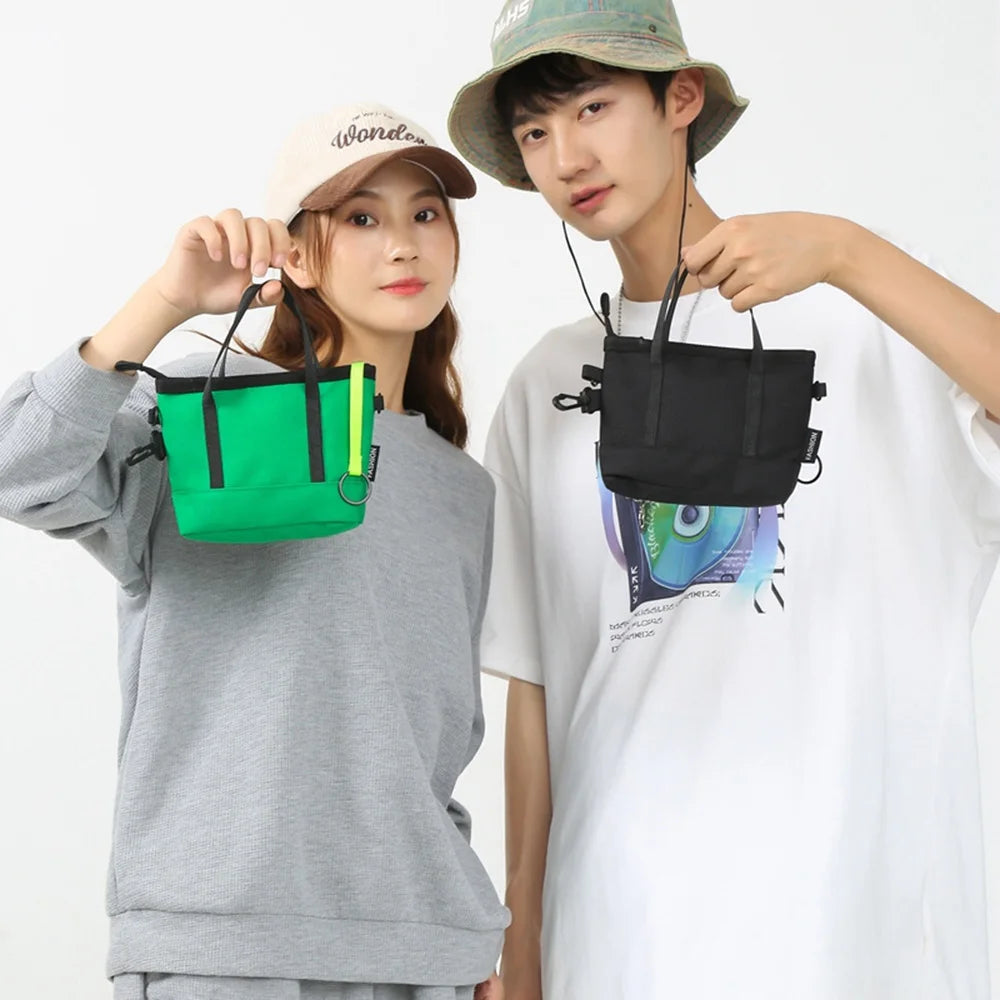 Reflective Strip Mini Shoulder Bag Unisex Chest Crossbody Tote Handbag