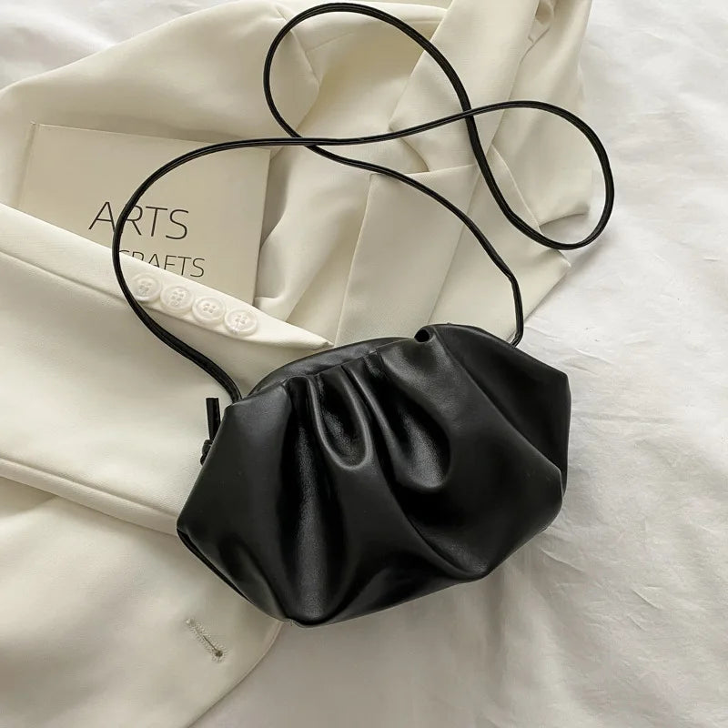 One Shoulder Bag Pleated Cloud HandBag Solid Crossbody Bag