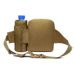 Men Tactical Water Bottle Waist Bag - Waterproof Molle Hiking Climbing Nylon Pac