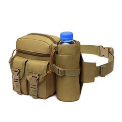 Men Tactical Water Bottle Waist Bag - Waterproof Molle Hiking Climbing Nylon Pac