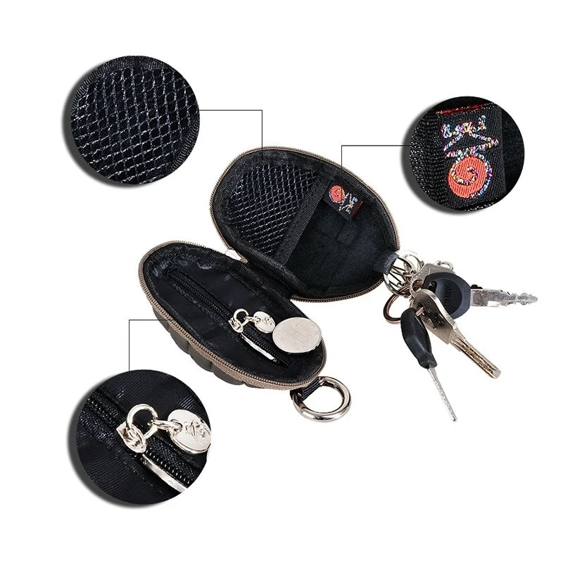Unisex PU Oval Headphone Case Bag Key Holder Wallet