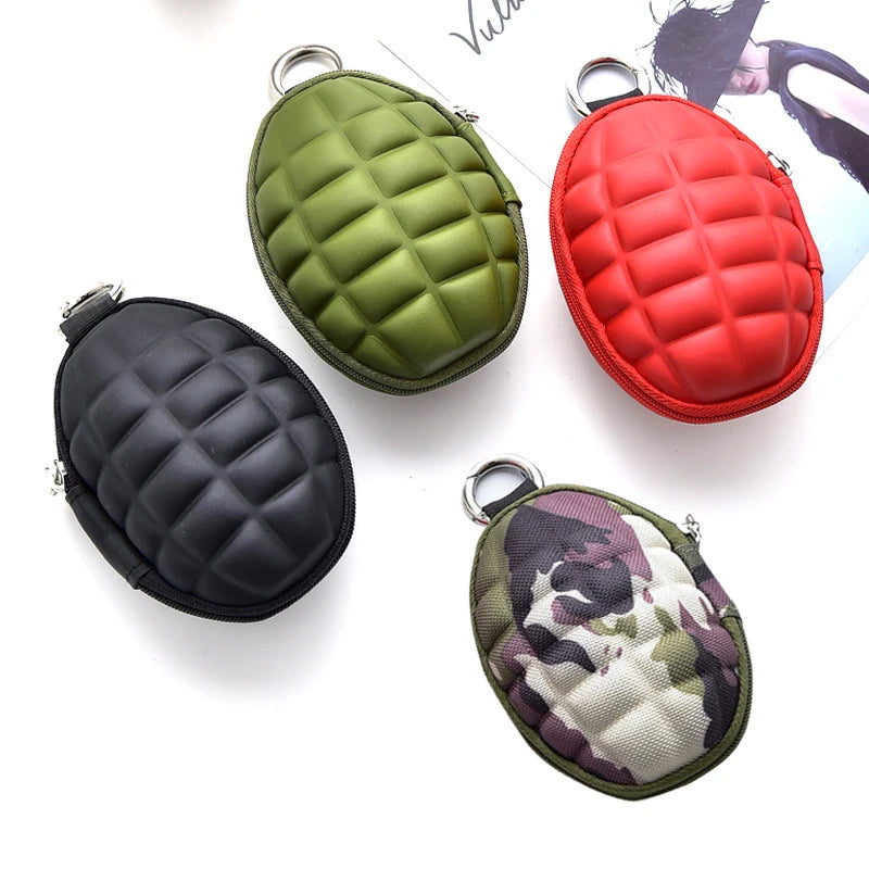 Unisex PU Oval Headphone Case Bag Key Holder Wallet