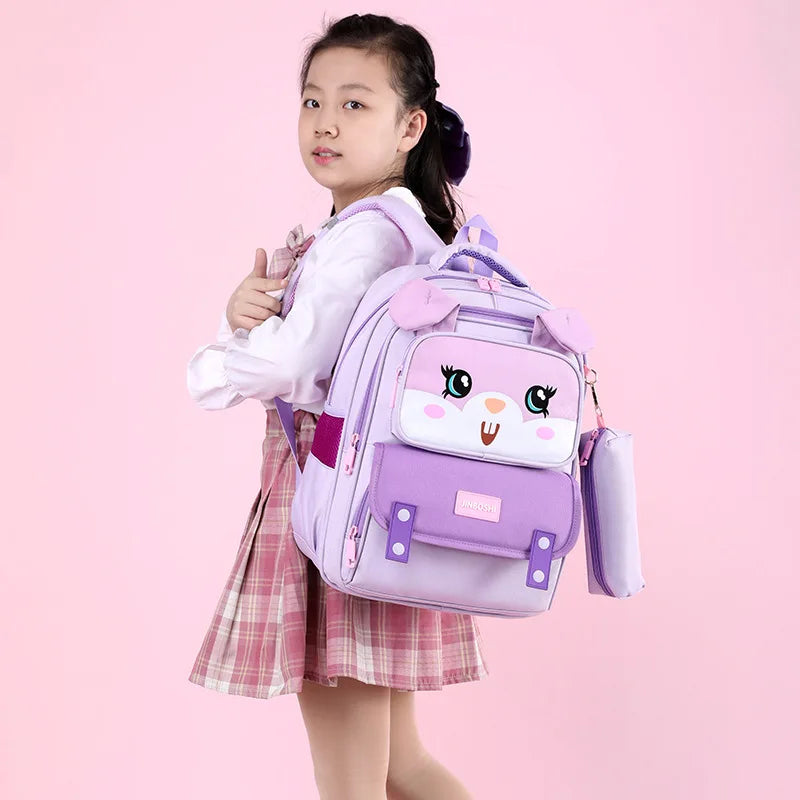 Patchwork Cartoon School Bag for Girls Kids Orthopedic School Backpacks