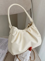Pleated Top Handle Bag Women's Shoulder Crossbody PU Leather Handbag