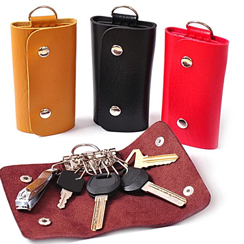 Leather Keychain Holder Bag Car Key Wallet Cover