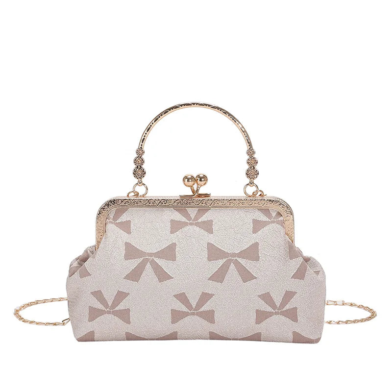 Canvas Crossbody Bag Shell Print Women's Chain Shoulder Bag