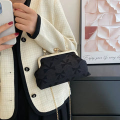 Canvas Crossbody Bag Shell Print Women's Chain Shoulder Bag