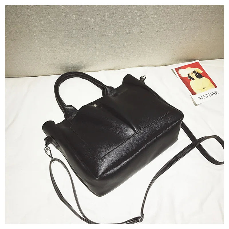 Women's PU Leather Laptop Bag Shoulder Tote Vintage Crossbody Bag