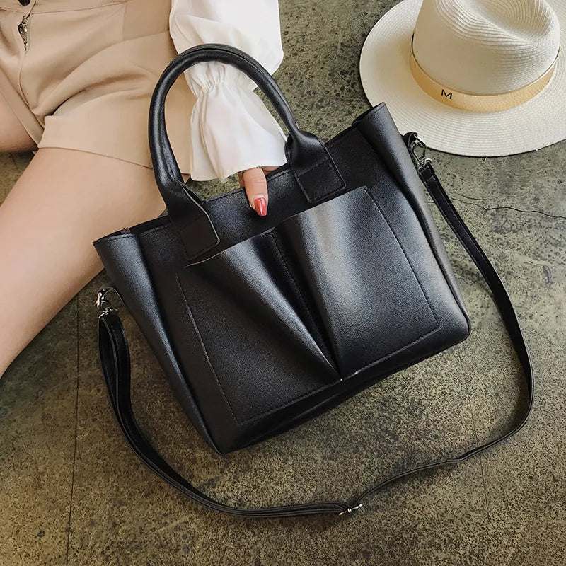 Women's PU Leather Laptop Bag Shoulder Tote Vintage Crossbody Bag