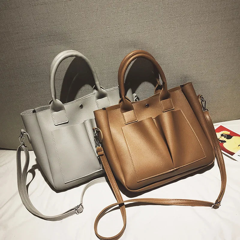 Women's PU Leather Laptop Bag Shoulder Tote Vintage Crossbody Bag