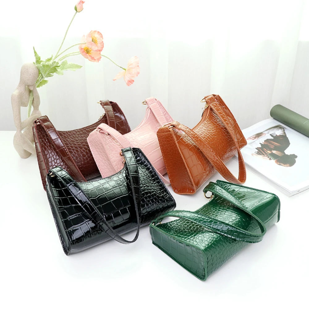 Crocodile Pattern Totes Shoulder Bag PU Leather Handbag for Women
