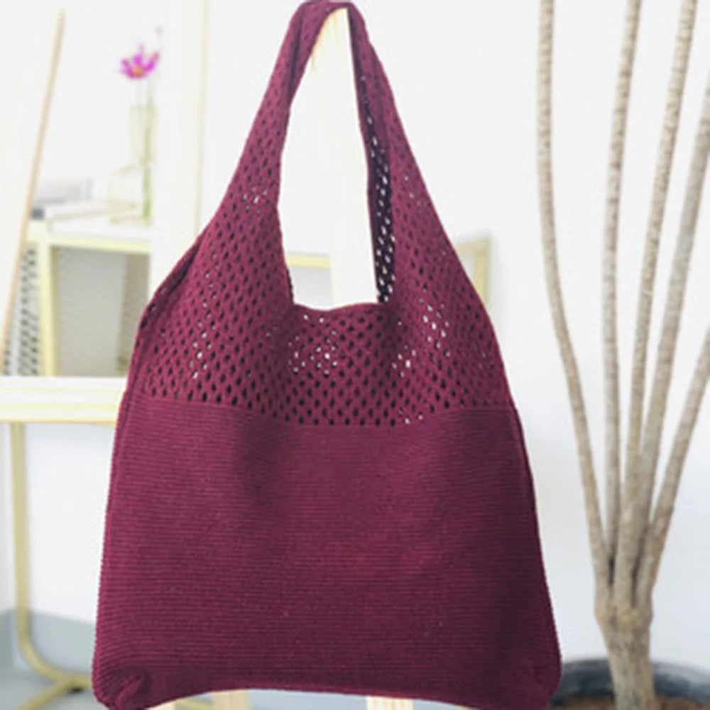 Vintage Hollow Knitting Handbag Shoulder Bag Wool Totes Bag