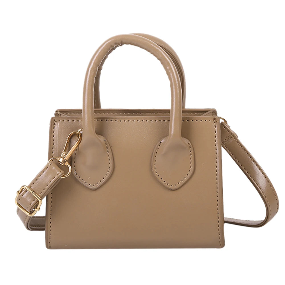 Retro PU Women Shoulder Totes Bag Portable Leather Handbag Personality Solid Fem