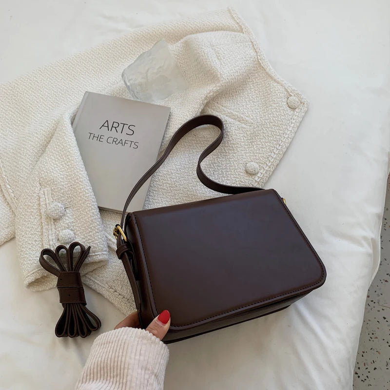Retro Women PU Leather Shoulder Bags Flap Crossbody Bags