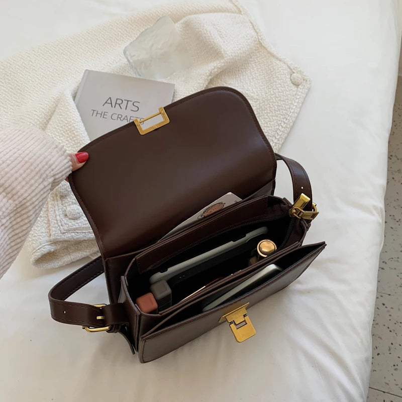 Retro Women PU Leather Shoulder Bags Flap Crossbody Bags