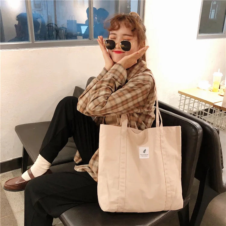 Canvas Shoulder Bag Small Fresh Tote Large Handbag