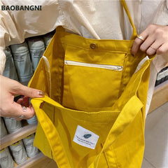 Retro Women's Shoulder Bag Canvas Buckle Tote Bag