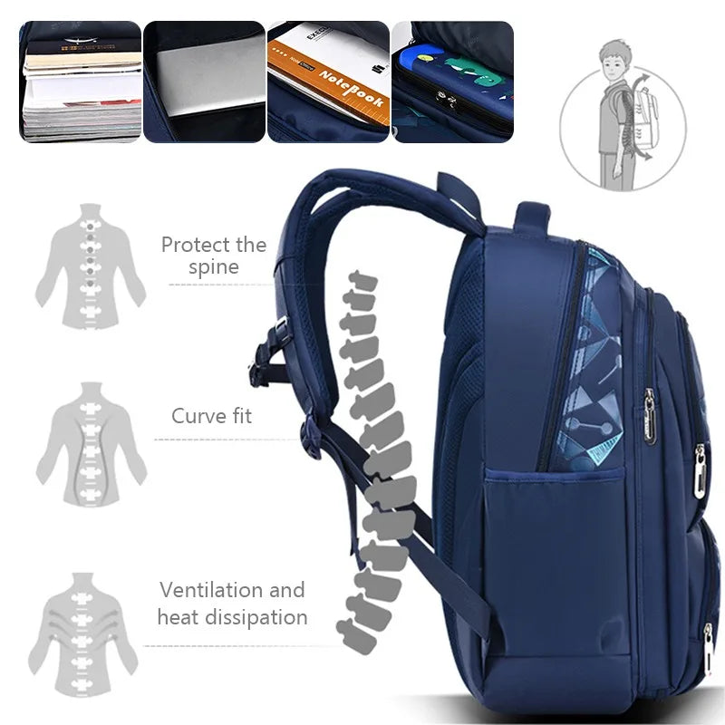 Boys Orthopedic School Bag Waterproof Nylon Book Bag