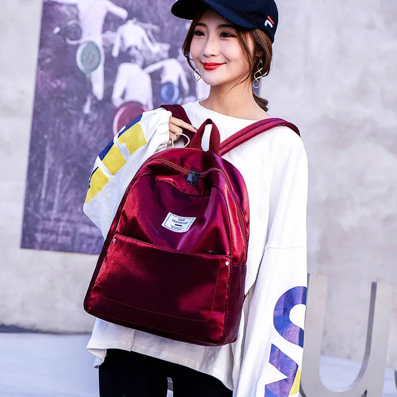 Shiner Women Backpack Solid Preppy Casual Backpack for Teenage Girls Female Scho