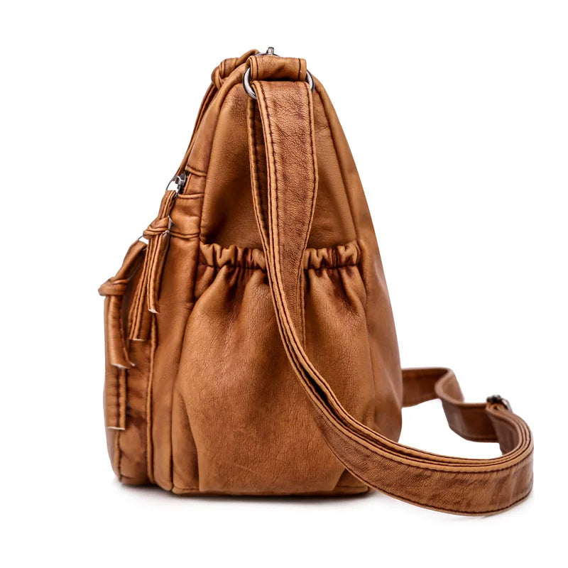 Women's Soft PU Leather Shoulder Bag Crossbody Multi-pocket Messenger Handbag