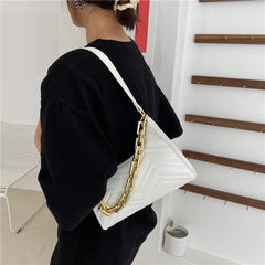Embossed PU Leather Chain Shoulder Bag Zipper Texture Shopping Bag