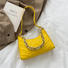 Embossed PU Leather Chain Shoulder Bag Zipper Texture Shopping Bag