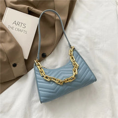 Embossed PU Leather Chain Shoulder Bag Zipper Underarm Bag
