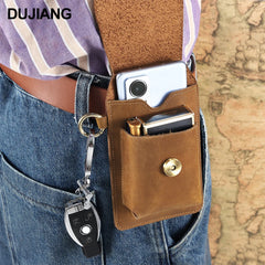 Men's Leather Waist Bag Crazy Horse Cowhide Pouch Pack